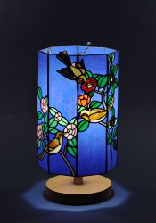 和室に合う椿のステンドグラスランプ行灯