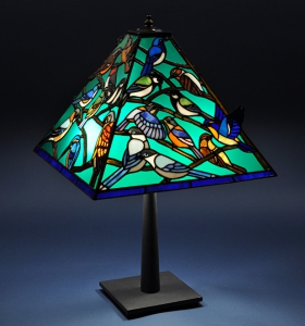 ステンドグラス 鳥 インテリア スタンドランプ 花鳥