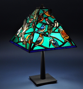 ステンドグラス 鳥 インテリア スタンドランプ 花鳥