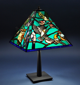 ステンドグラス 鳥 インテリア スタンドランプ 花鳥