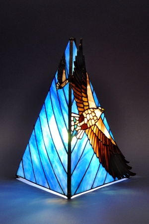 ステンドグラス 鳥 インテリア スタンドランプ 花鳥 オジロワシ 大空へ