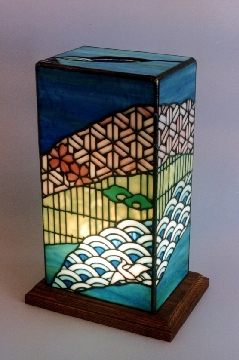 ステンドグラス 和室 行灯 花鳥 和風 ランプ