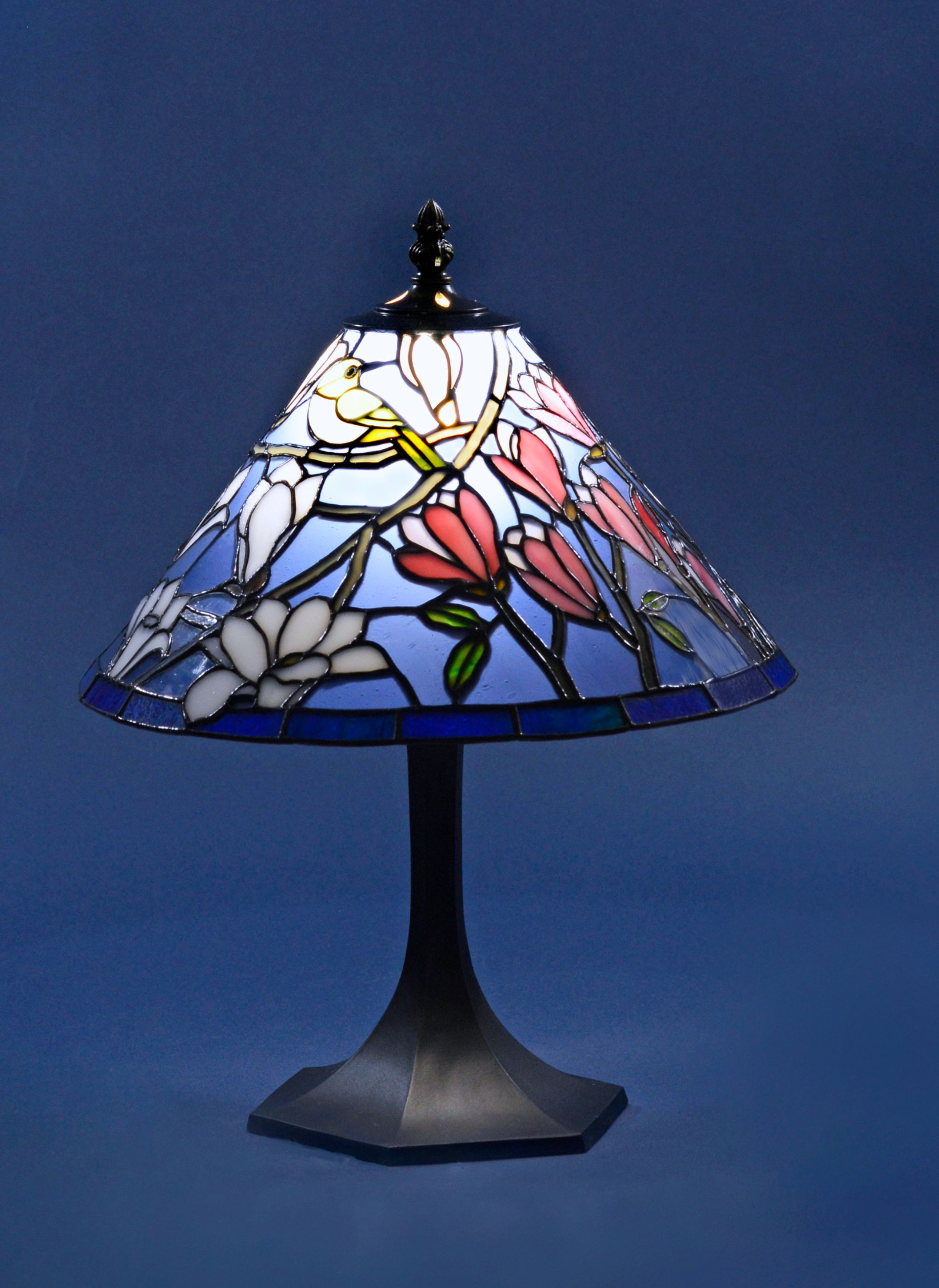 ステンドグラス 花 スタンドランプ 花鳥 春 モクレン