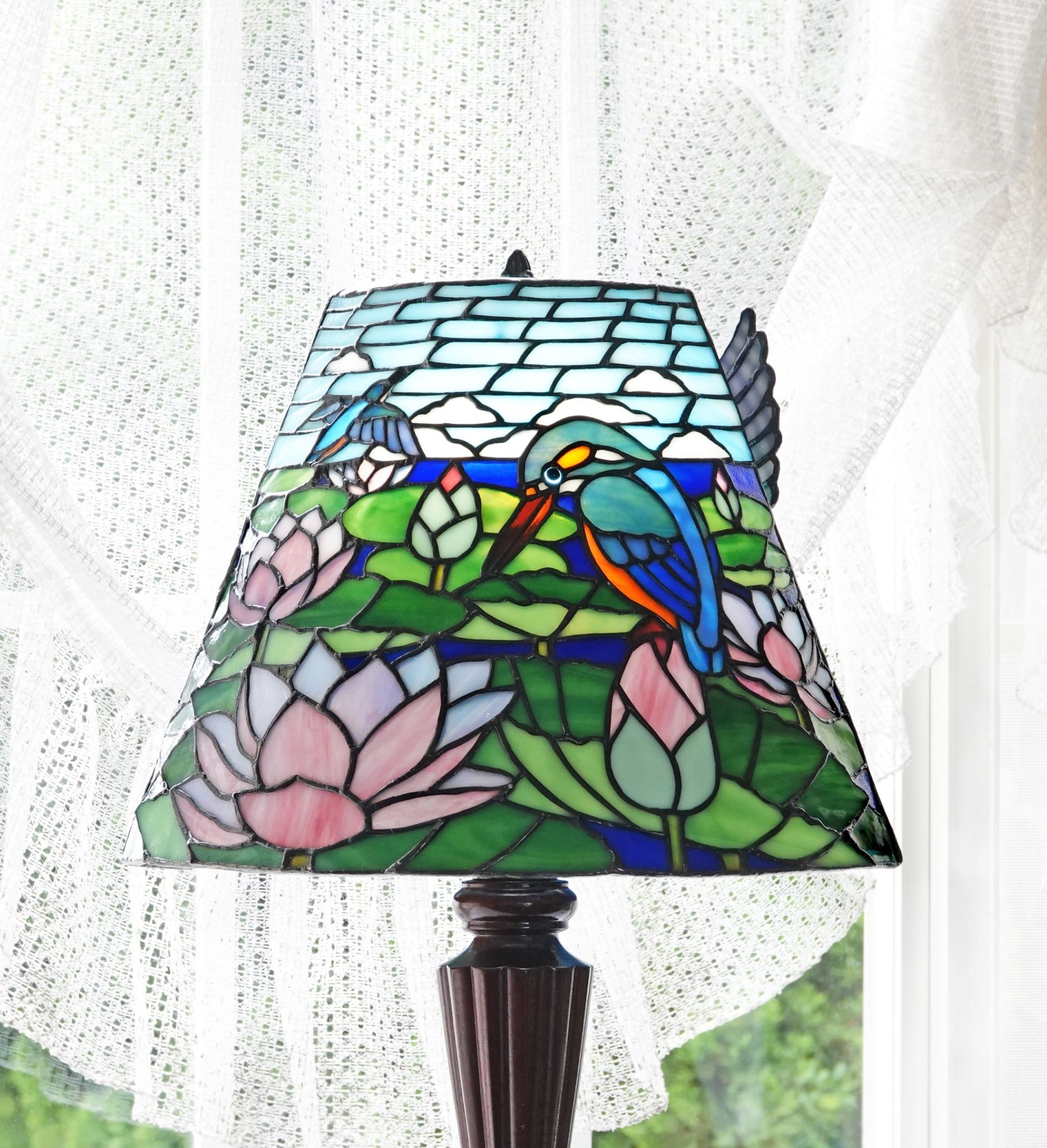 ステンドグラス 花 スタンドランプ 花鳥 春 モクレン